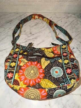 Vera Bradley Floral Quilted Shoulder Bag - Brown, Orange, Yellow, Teal